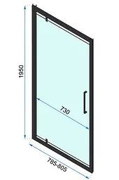 Душова кабіна Rea Rapid Swing 100x80 black REA-K6423 + REA-K6408, Чорний матовий, Універсальна, прозрачний, Чорний матовий - мініатюра 6