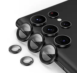 Захисне скло на камеру DK для Samsung Galaxy S22 Ultra 5G S908 Metal Ring Eagle Eye 015709 black - мініатюра 6