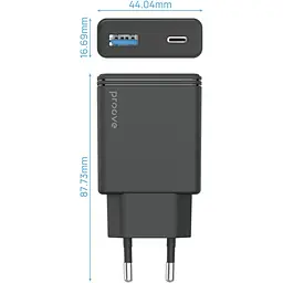 Зарядний пристрій Proove Slender 45W (Type-C + USB) black (WCSL45110001) - мініатюра 3
