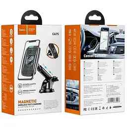 Тримач з бездротовою зарядкою HOCO CA75 Magnetic 15W 2 в 1 чорний - мініатюра 8