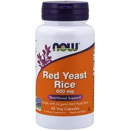 Натуральная добавка NOW Red Yeast Rice 600 mg, 60 вегакапсул
