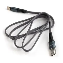 Дата кабель USB 2.0 AM to Type-C 1m flat nylon gray Vinga (VCPDCTCFNB1GR) - мініатюра 3