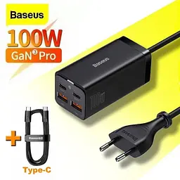 Мережевий зарядний пристрій Baseus GaN3 Pro Desktop Fast Charger 2U+2C 100W EU чорний (CCGP000101) CCGP000101