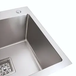 Кухонна мийка Platinum Handmade 780х430х220 R з нержавіючої сталі 3 мм прямокутна квадратний сифон - мініатюра 3