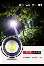 Ліхтар Qimai XHP160 з акумулятором та перехідником під 3хААА  - мініатюра 9