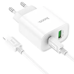 МЗП Hoco C80A Plus Rapido PD20W+QC3.0 (1USB-A/1C) + кабель Type-C to Lightning White - мініатюра 3
