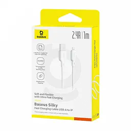 Кабель Baseus Silky Series Fast Charging Cable USB to iP 2.4A 1m White - мініатюра 2