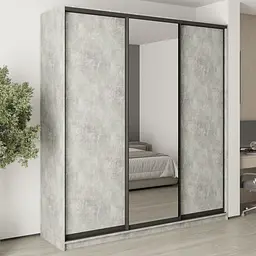 Шафа-купе тридверна MebelStar Комбо BG 2ДСП/Дзеркало 220x60x240 см Бетон (MBS-9682)