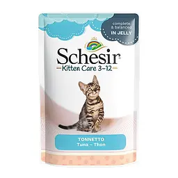 Вологий корм для кошенят Schesir Kitten Care Tuna Шезір тунець в желе натуральні консерви пауч 85 г (171030)