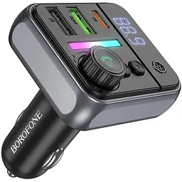 АЗП FM модулятор Borofone BC50 Ascenso PD20W+QC3.0 18W (2USB-A/1C) Black - мініатюра 3