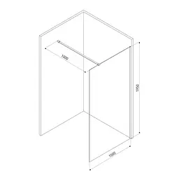 Душова стінка Volle Walk-In 100x190 + профіль + кріплення 18-08-100+18-01-01+18-05D-100, прозорий - мініатюра 2