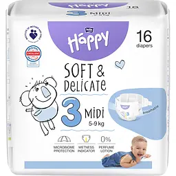 Підгузки дитячі одноразові Bella Baby Happy Midi 3 (5-9 кг) 16 шт.