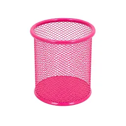 Склянка для ручок 562001-Pink металева, кругла, 9,5х7,5см.