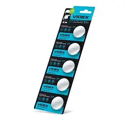 Батарейка CR2450, літієва, Videx, 5 шт, 3V, Blister
