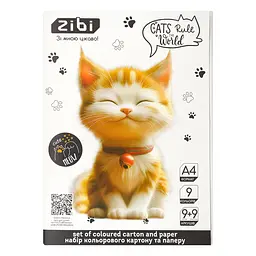 Набір кольорового картону та паперу ZiBi Kids Line Cats&Dogs  А4, 9 арк. картону + 9 арк. паперу (ZB.1968-22)