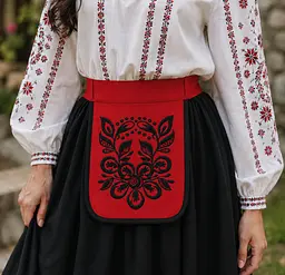 Ладунка з вишивкою червона з чорним, кишенька з вишивкою, гаман жіночий - мініатюра 4