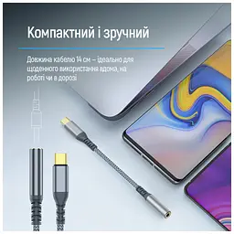 Перехідник USB-C to 3.5mm F 0.14m gray ColorWay (CW-AD-CJ) - мініатюра 11