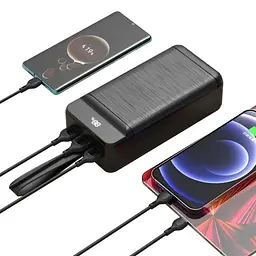 Акумулятор портативний XO PR160 80000 mAh QC 22.5W PD 20W мобільна батарея чорна - мініатюра 7