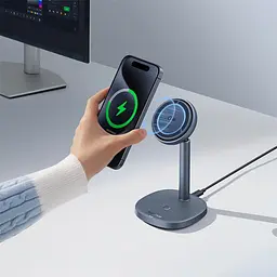 Магнітний бездротовий зарядний пристрій 2в1 BASEUS Orbit 2 Pro Air-Cooled 20 W (P10273500813-00) - мініатюра 6