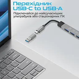 USB-Хаб Promate USB Хаб на 4 порти (litehub-4.grey) - мініатюра 6
