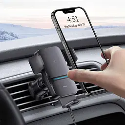 Автотримач для телефона з БЗП Baseus Wisdom Auto Alignment 15W Black (CGZX000001) - мініатюра 7