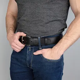 Ремінь чоловічий шкіряний зі строчкою Handycover HC0072 чорний (125 см) - мініатюра 5