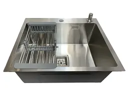 Кухонна мийка Platinum Handmade з нержавіючої сталі 3 мм прямокутна 65x50x23 см (000037436) - мініатюра 3