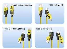 Кабель Ronpin 4-в-1 65W спіральний для швидкої зарядки USB Type-C Lightning Micro-USB - мініатюра 5