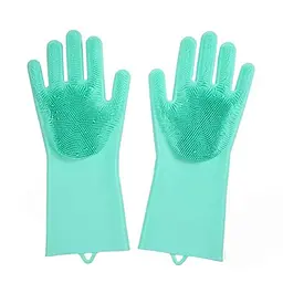 Силіконові багатофункціональні рукавички Magic Silicone Gloves Pink для прибирання, чищення та миття посуду, Kitchen Master Бірюзовий 86829