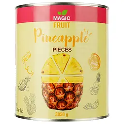 Уцінка. Ананас Magic Fruit шматочки в легкому сиропі, 3.035 кг (830447) 