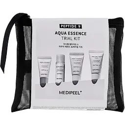 Набір Medi Peel Peptide 9 Aqua Essence Trial Kit: ліфтинг-крем 15 мл + тонер 20 мл + сироватка для обличчя 15 мл + пінка для вмивання 15 мл + косметичка