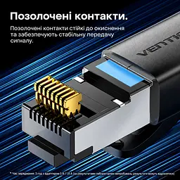 Мережевий кабель Ethernet Vention 1,5 м патч-корд RJ45 штекер на RJ45 штекер Cat8 до 40 Гбіт/с смуга пропускання 2000 МГц з подвійним екрануванням S/FTP з гнучкою оболонкою чорний (IKRBG) - мініатюра 12