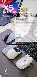 Миша бездротова Aattack SHARK X5 з акумулятором та підсвічуванням 2,4G+Bluetooth White - мініатюра 5