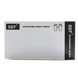 Рукавички нітрілові SEF захисні чорні особливо міцні чорні XL 50 пар - мініатюра 2