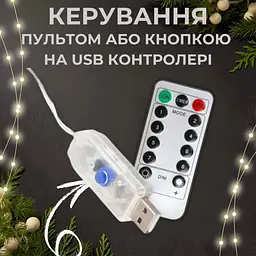 Гірлянда роса 10 метрів гірлянди капля роси з режимами Niki Light 100 лед гірлянда юсб на пульті Мультиколор - мініатюра 2