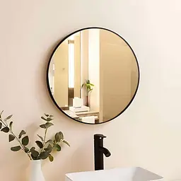 Кругле настінне дзеркало ModernHome LOFT чорне 60 см. - мініатюра 2