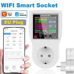 Wi-Fi ватметр Atorch S1 вольтметр цифровий амперметр розумна розетка - мініатюра 2