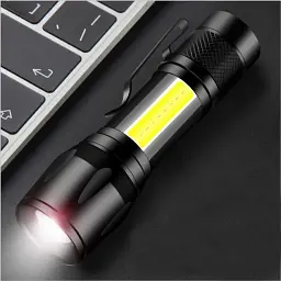Ліхтар ручний акумуляторний з USB-зарядкою, бічним світлом та ZOOM HB-513-XPE+COB - мініатюра 6