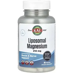 Дієтична добавка KAL Liposomal Magnesium 210 мг 60 вегетаріанських капсул