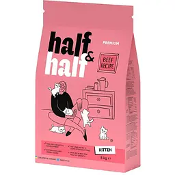 Сухой корм Half & Half для котят с говядиной 8 кг