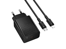 Мережевий зарядний пристрій Borofone BAS75A 30 W USB Type-C to Lightning cable Black (6941991122835)
