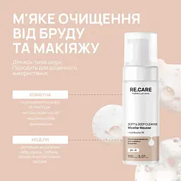 М’який міцелярний мус для глибокого очищення Re.Care Soft Deep Cleanse Micellar Mousse, 150 мл - мініатюра 3