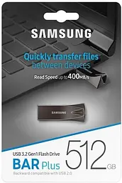 Samsung Накопичувач Samsung 512GB USB 3.1 Type-A Bar Plus Сірий - мініатюра 10