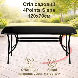 Комплект садових меблів 4Points Vicenza-4 з прямокутним столом 120х70х70см з чорною стільницею