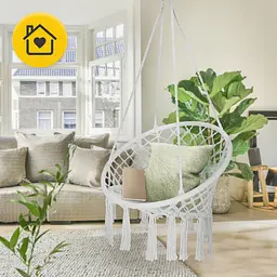 Крісло-гойдалка 4FIZJO Boho Dream 80 см підвісна, плетена Grey (P-5905973404525) - мініатюра 10