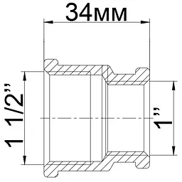Муфта редукційна латунна 1 1/2″ВР х 1″ВР ливарна 309Б 000012378 - мініатюра 5