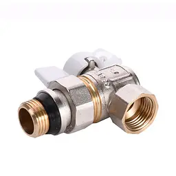 Кран кульовий кутовий з американкою Q Professional QP004 PN40 1/2″ антипротікання, Білий метелик - мініатюра 4