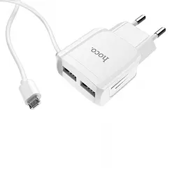 Зарядний пристрій HOCO C59A Mega joy з вбудованим кабелем micro USB Білий