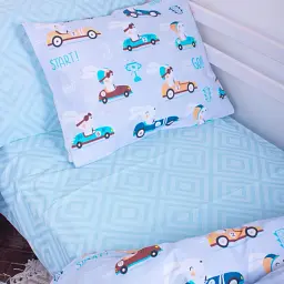 Комплект постільної білизни MirSon Бязь 18-0008 Bunny Races 200х220 блакитний (2200010262889) - мініатюра 4