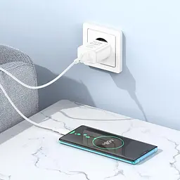 Мережевий зарядний пристрій з кабелем Borofone BA72A Spring single port QC3. 0 charger set(Type-C) 18W білий - мініатюра 3